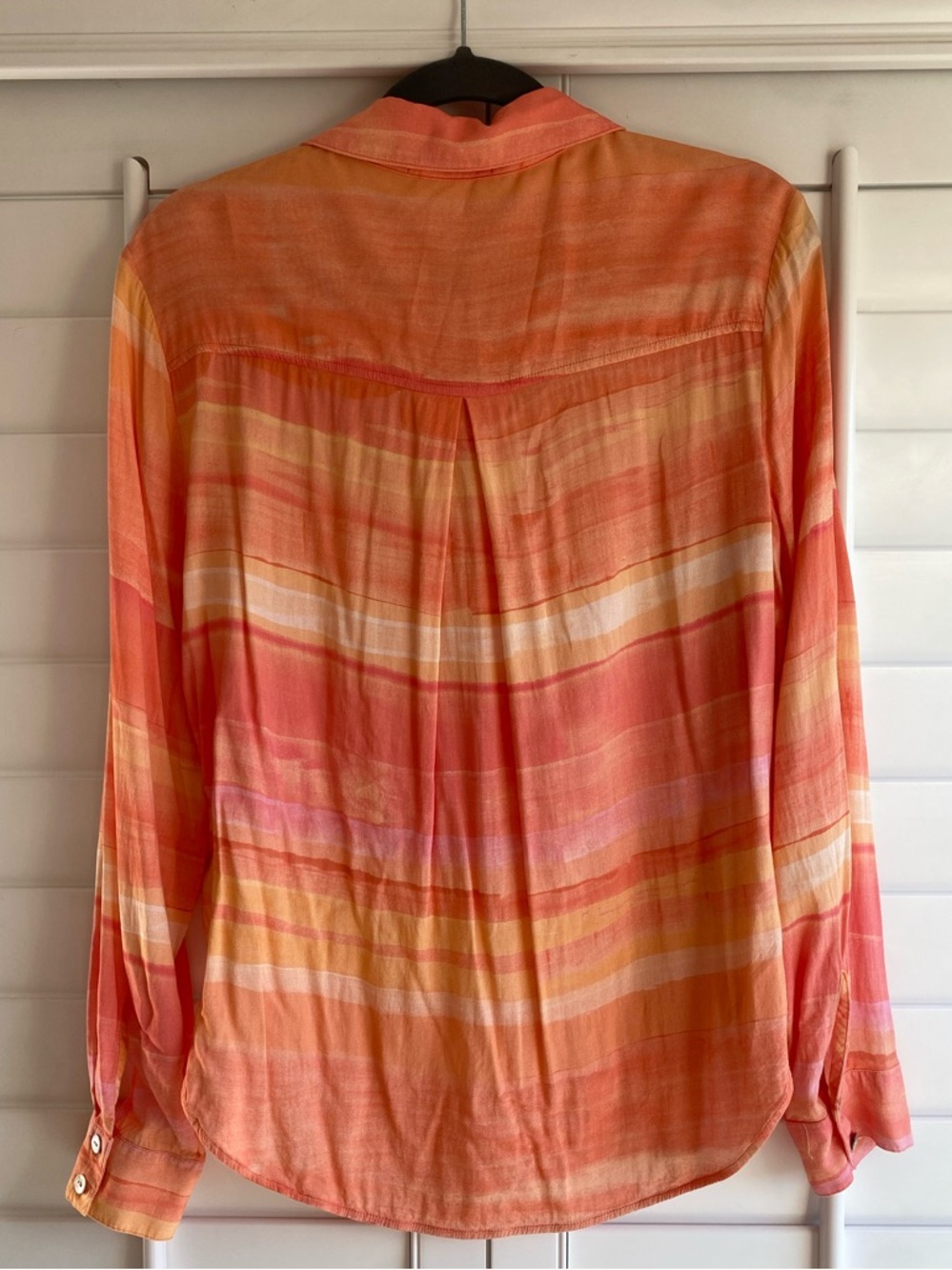 Cloth & Stone Orange Sunset Striped Button Down Blouse Size Large - Picture 5 of 7